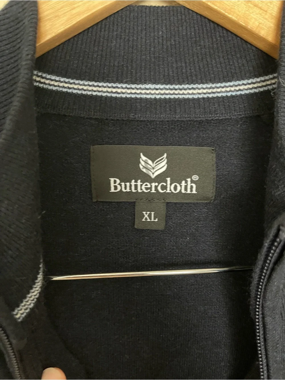 Buttercloth Mens Navy Blue Full Zip Cardigan Size XL